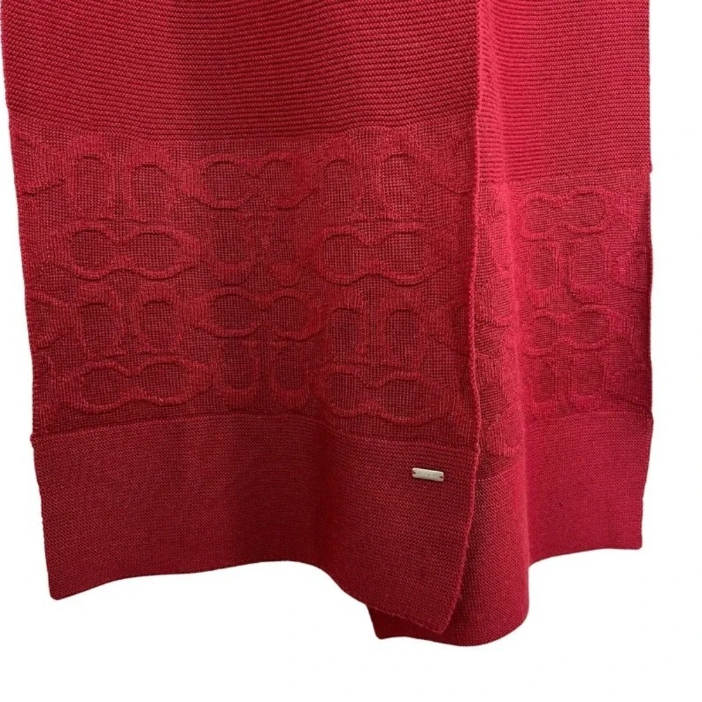 Coach Red Knit Signature C Logo Scarf 72x10‎ Long Winter Wrap Designer F32711